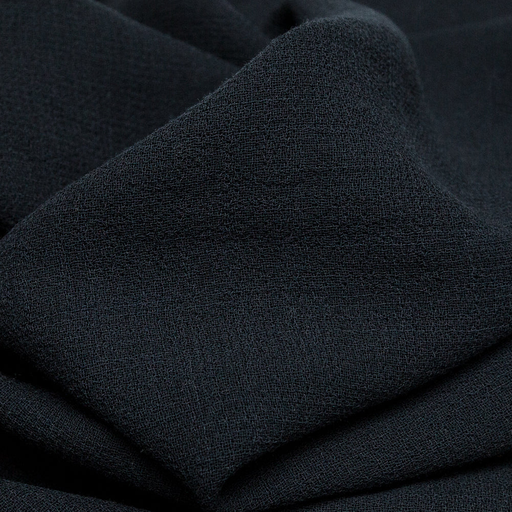 Italian Midnight Navy Creped Wool Double Cloth Detail