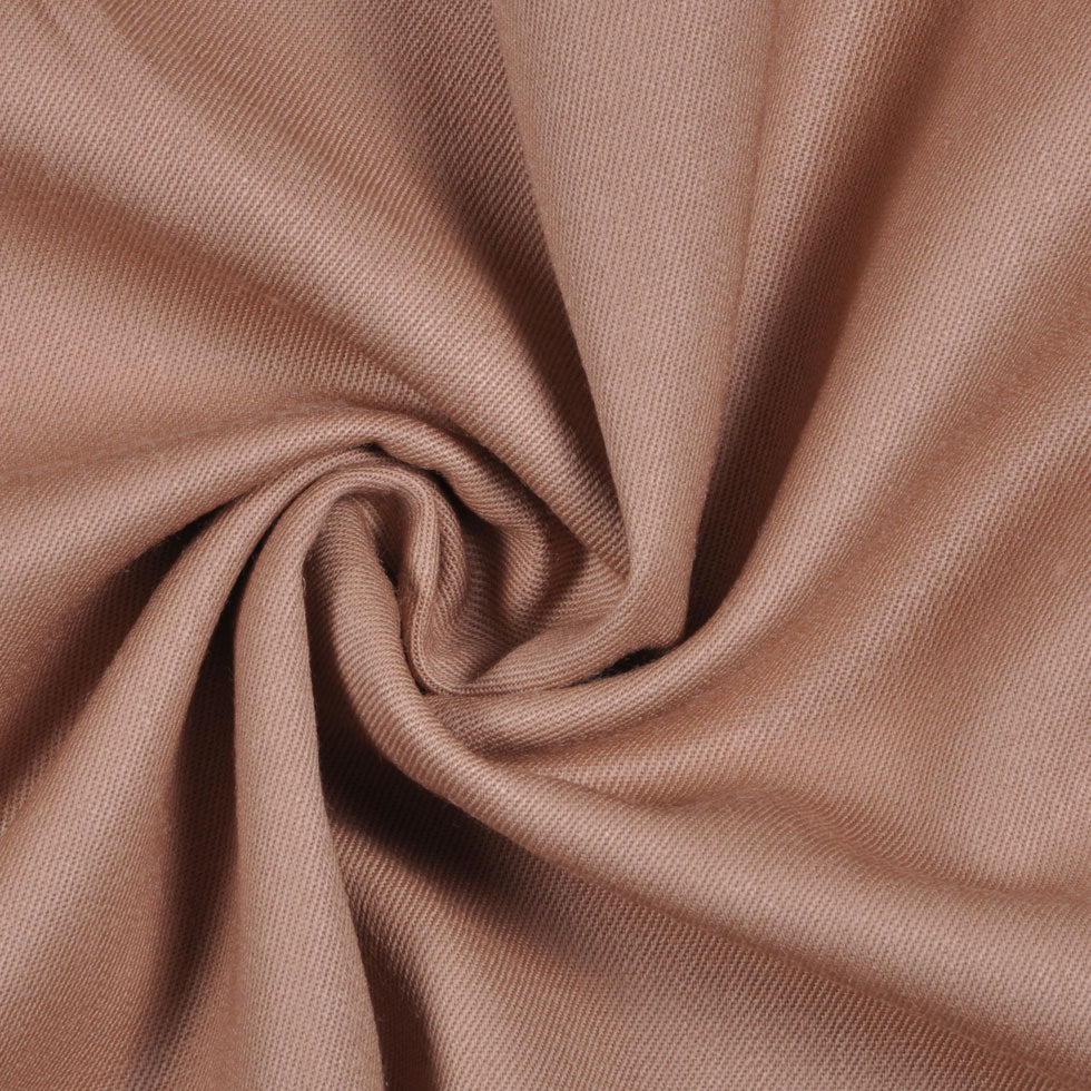 Beige Solid Wool Gabardine