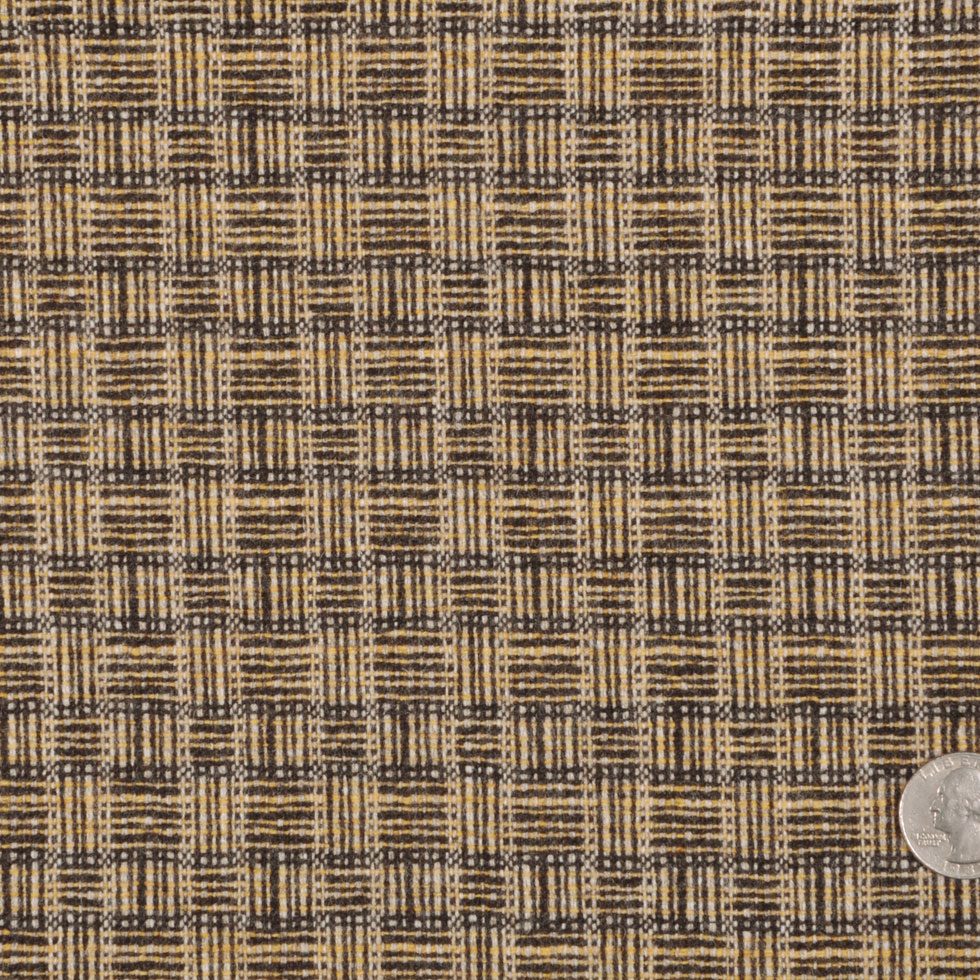 Italian Charcoal/Pastel Yellow/Off-White Checks Wool Suiting