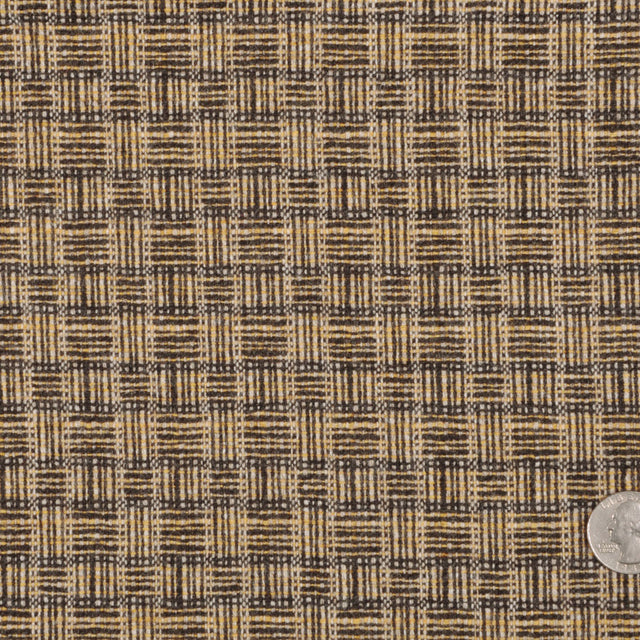 Italian Charcoal/Pastel Yellow/Off-White Checks Wool Suiting