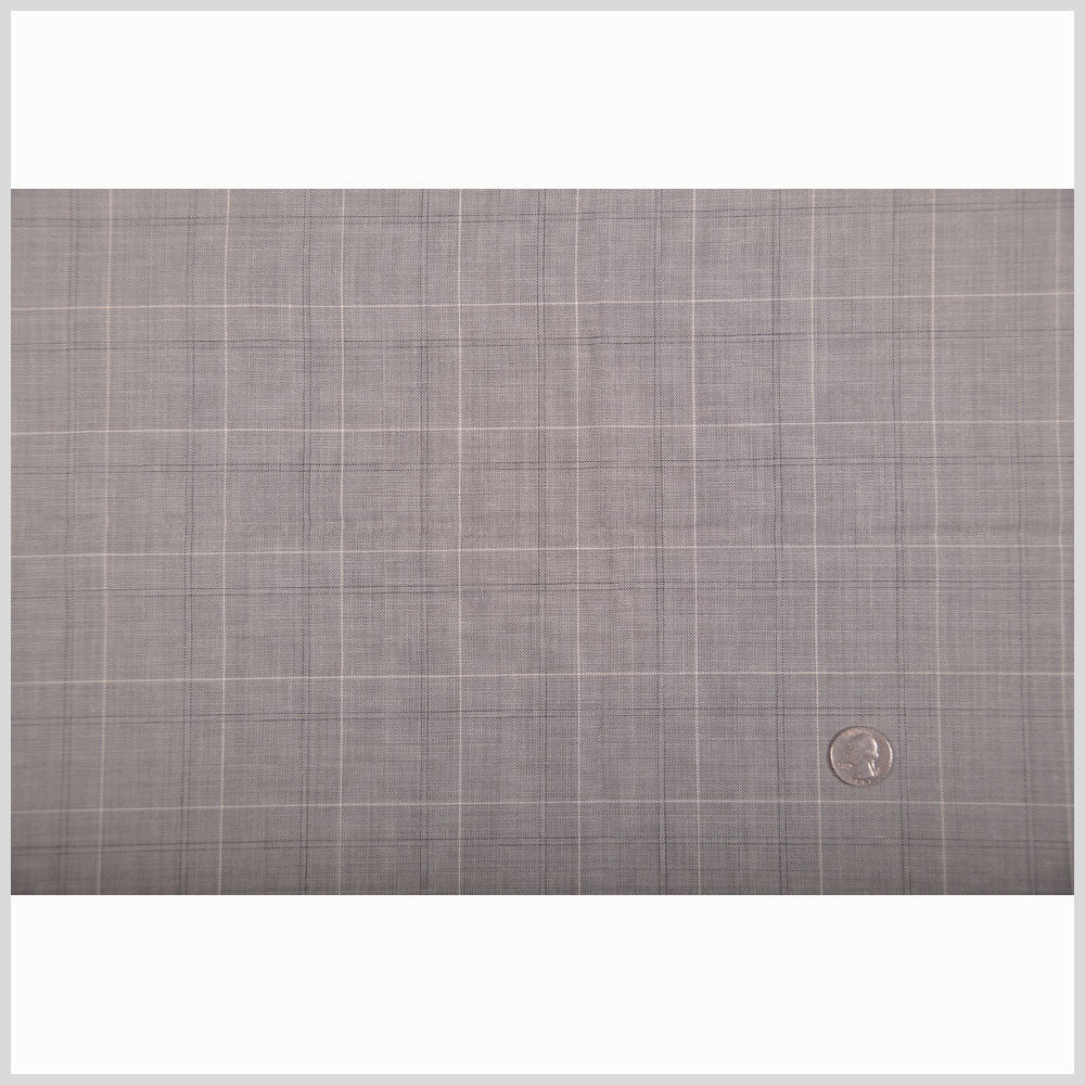 Italian Steeple Gray, White and Black Tattersall Windowpane Check Wool Dobby Suiting Full
