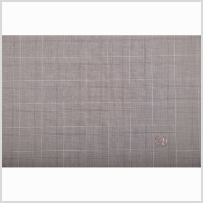 Italian Steeple Gray, White and Black Tattersall Windowpane Check Wool Dobby Suiting Full