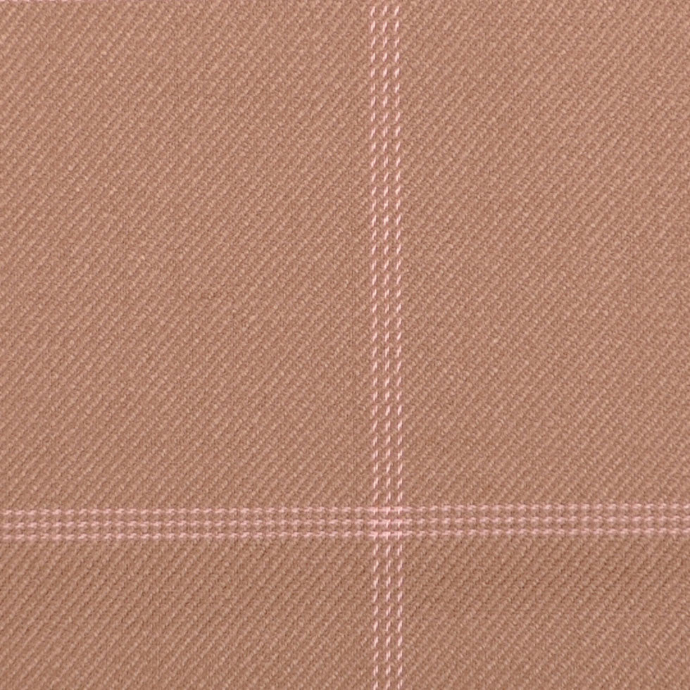 Oscar de la Renta Tan and Pink Wool Double Cloth Detail