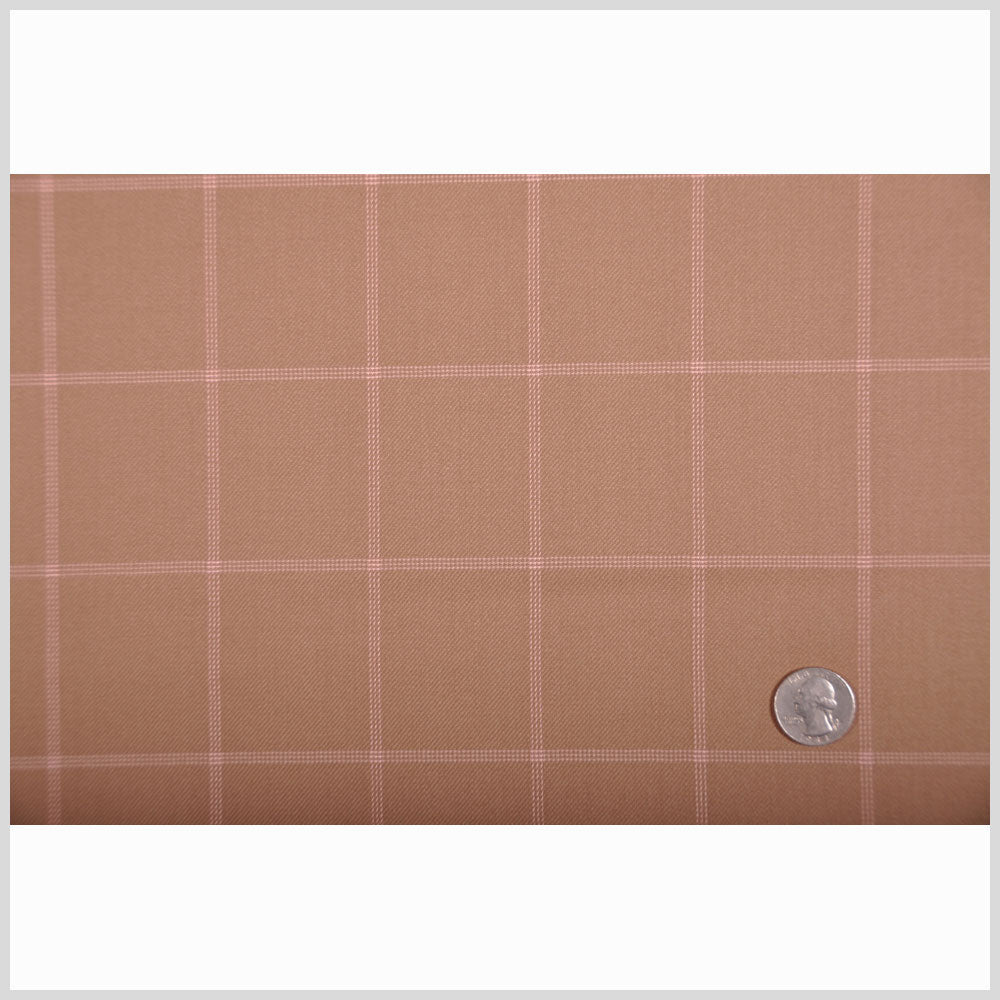 Oscar de la Renta Tan and Pink Wool Double Cloth Full