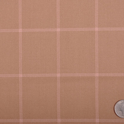 Oscar de la Renta Tan and Pink Wool Double Cloth