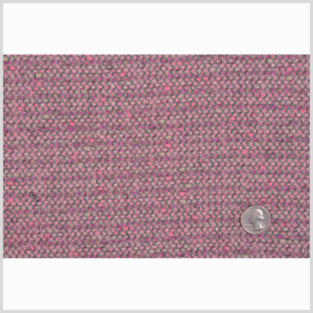 Famous NYC Designer Baby Pink/Gray Wool-Polyester Tweed Full