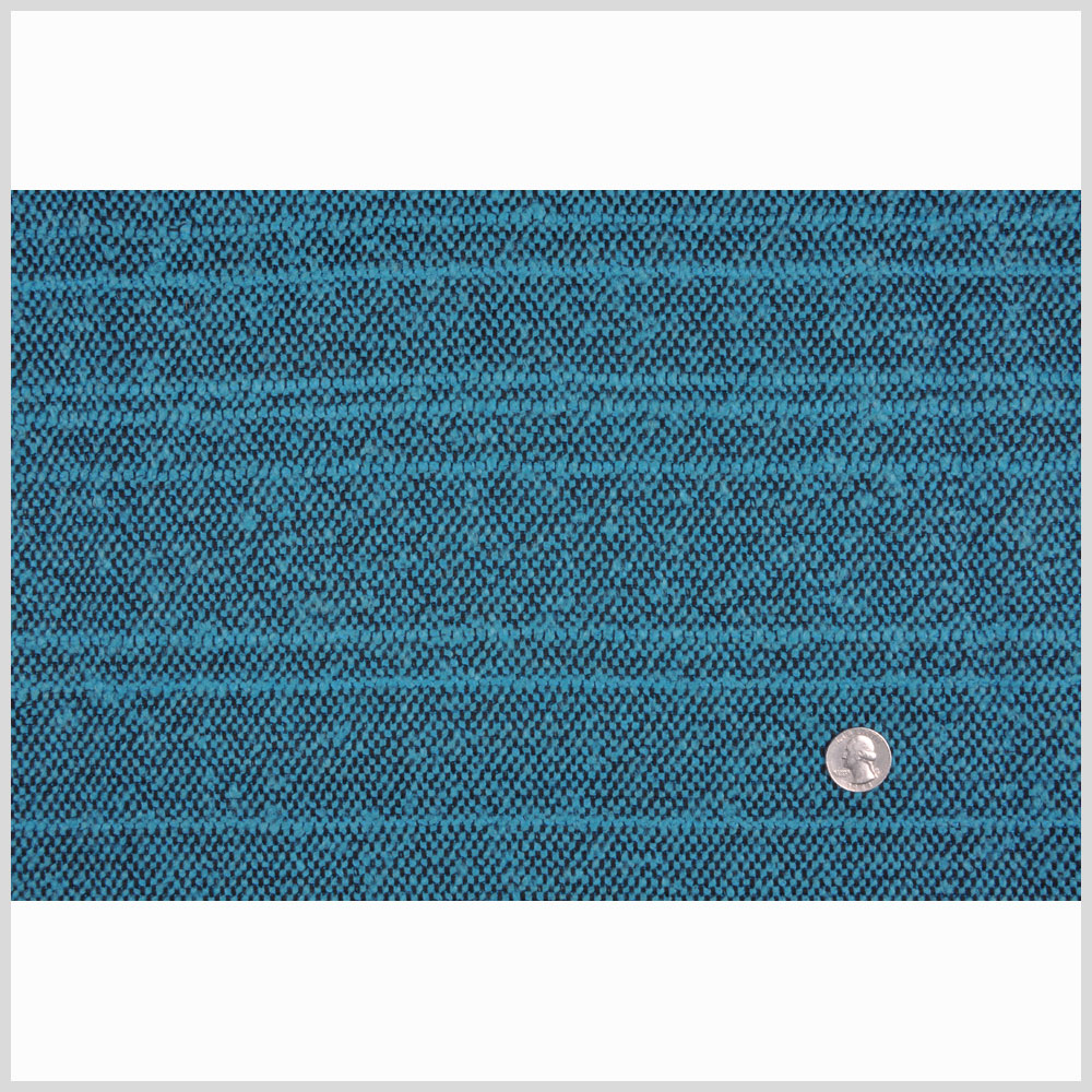 Aqua and Black Slubbed Polyester Woven Full
