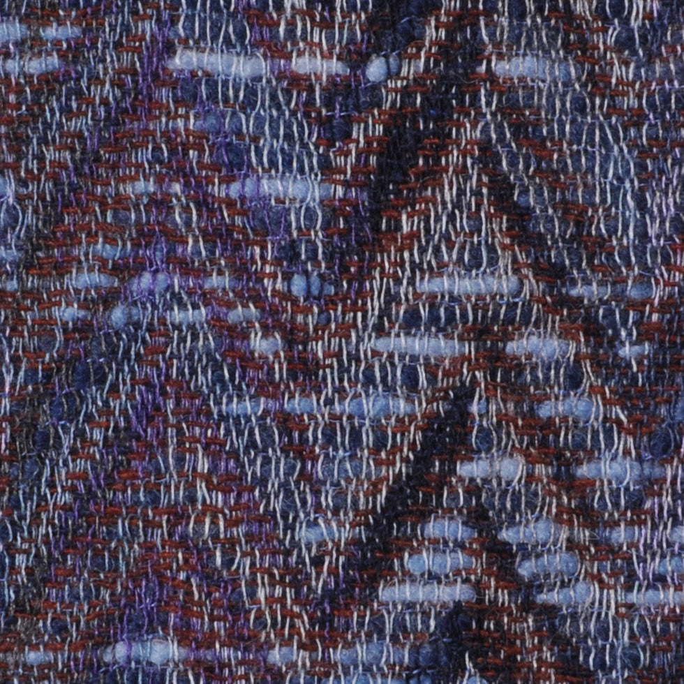 Blue and Purple Zig Zag Woven Wool Blend Detail