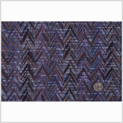 Blue and Purple Zig Zag Woven Wool Blend Full