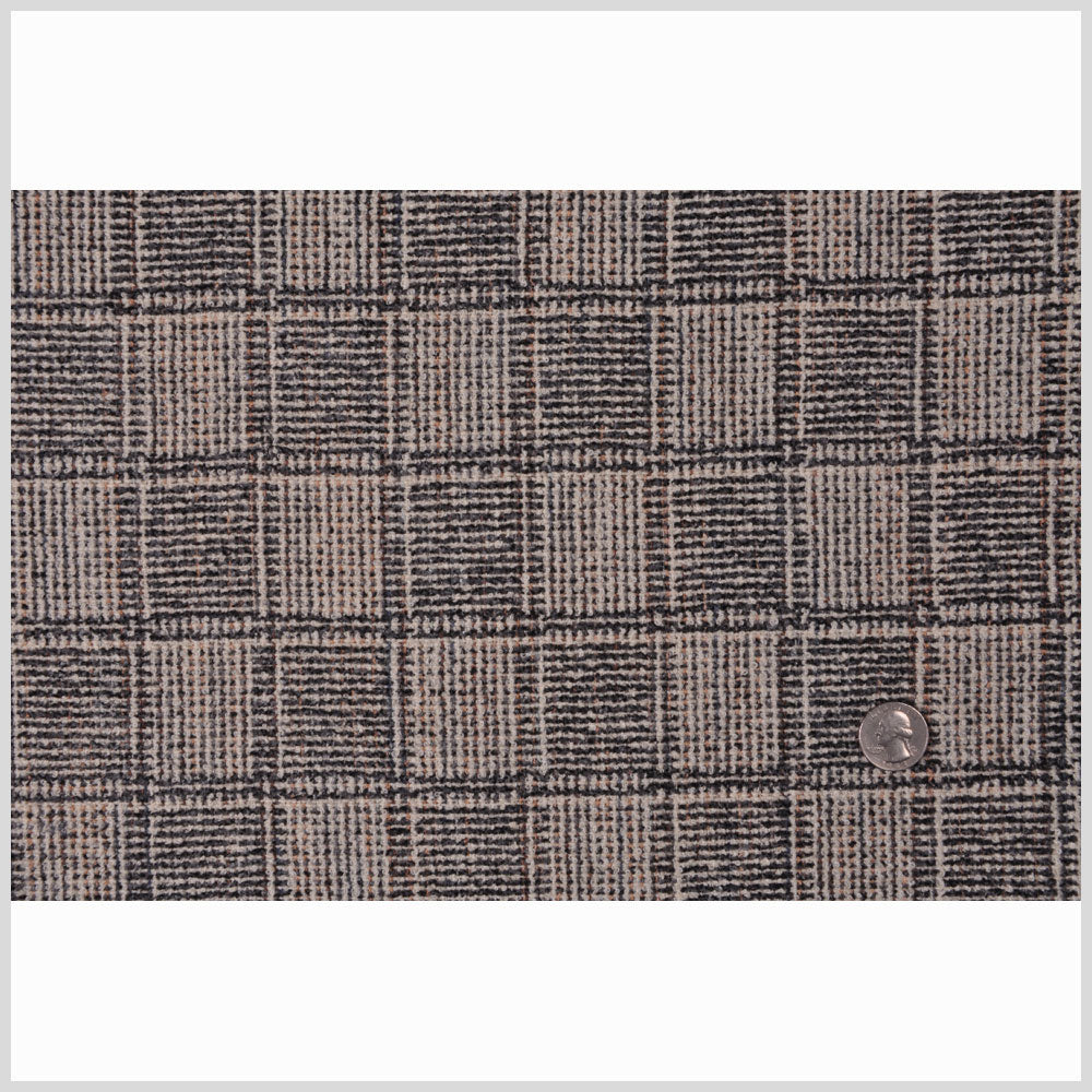 Natural/Gray/Black Plaid Wool Boucle Full
