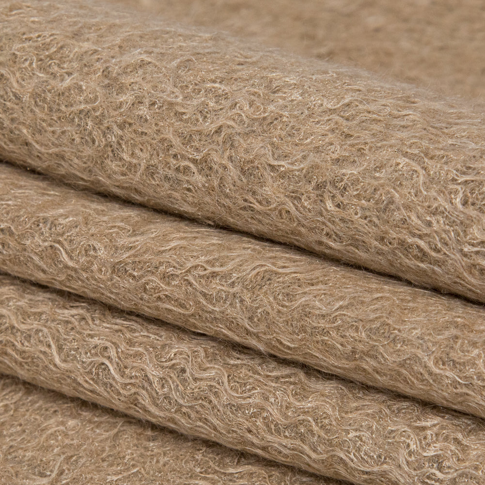 Novelty Black Olive Heavyweight Wool Coating with Golden Egg Laminate Folded