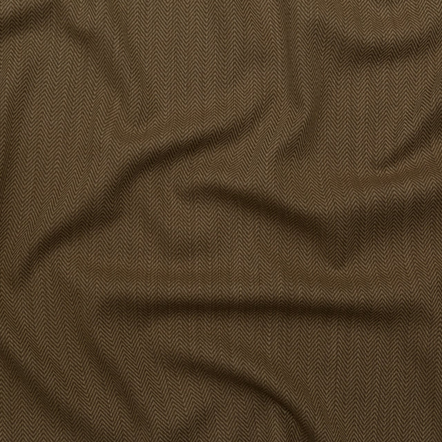 Italian Beige and Camel Herringbone Wool Suiting