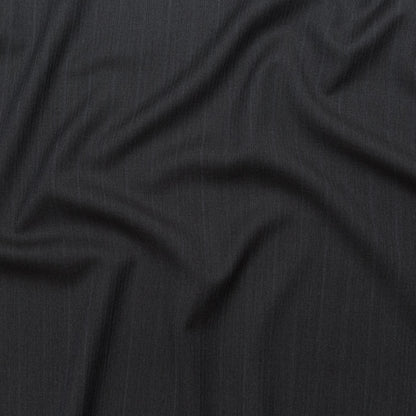 Italian Gray Striated Herringbone Stretch Wool Suiting