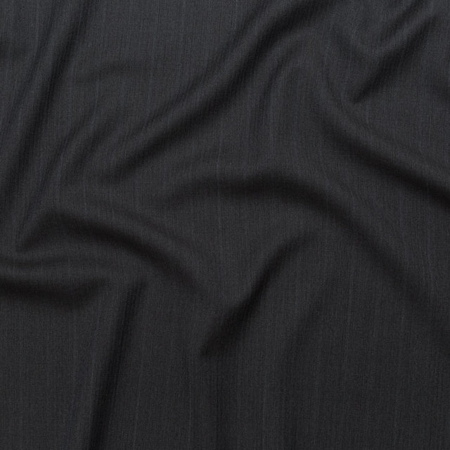 Italian Gray Striated Herringbone Stretch Wool Suiting