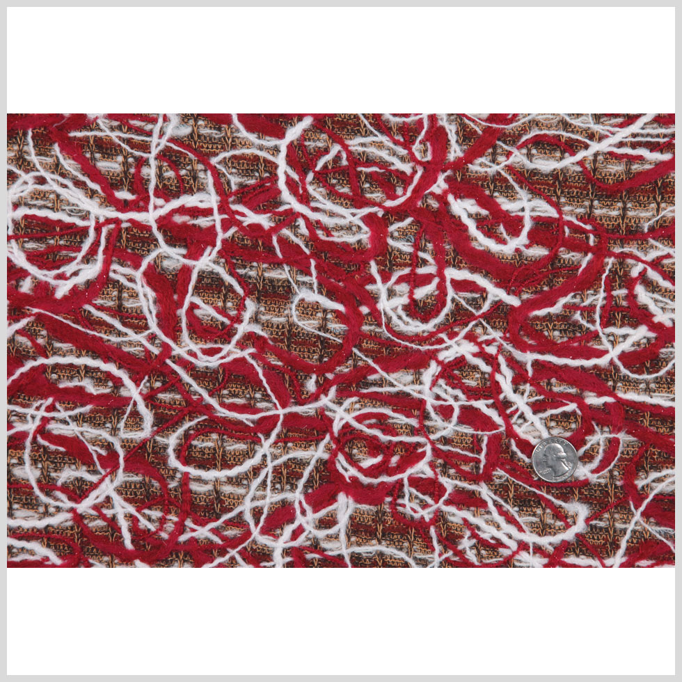 Red/White/Orange Solid Novelty Knit Full