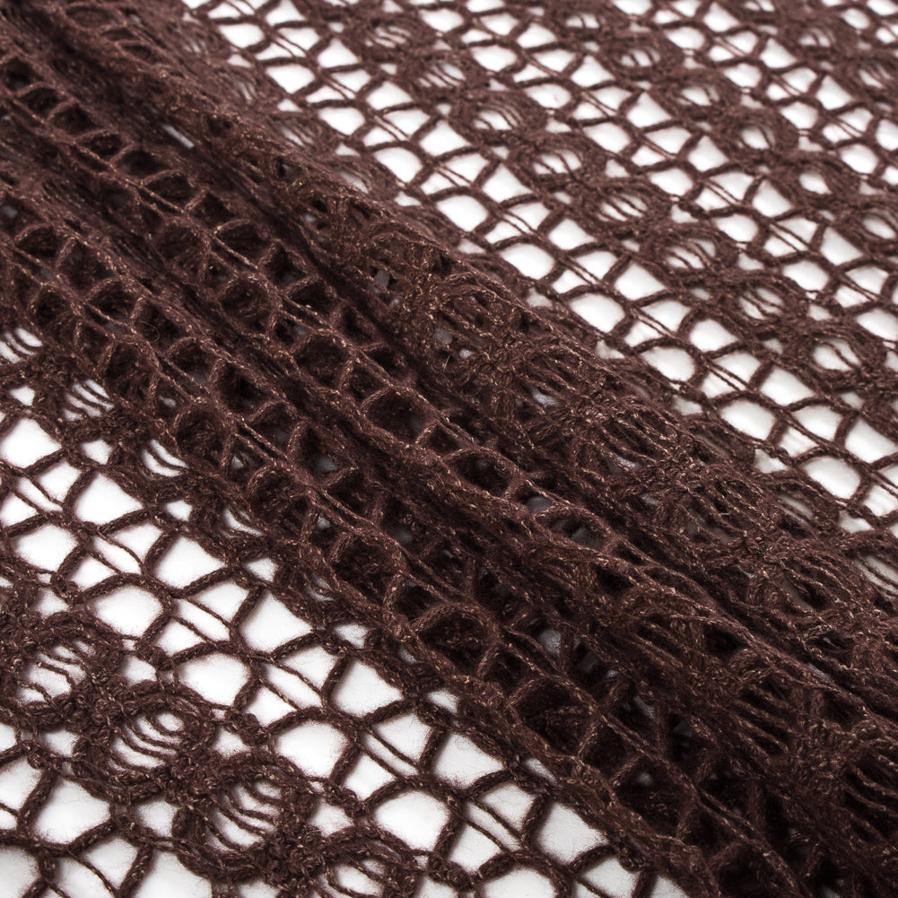 Brown Wool Blended Novelty Knit Detail