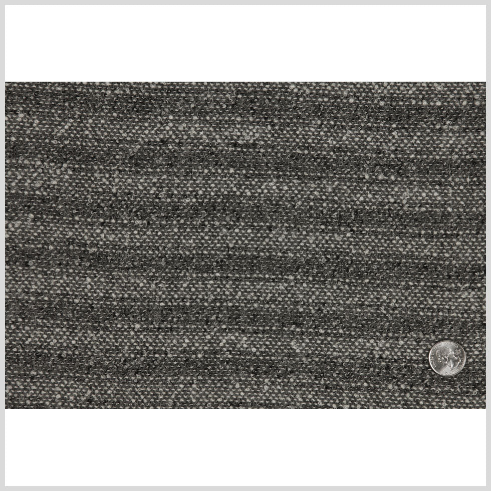 Italian Black Onyx and Gray Wool Boucle Coating Full