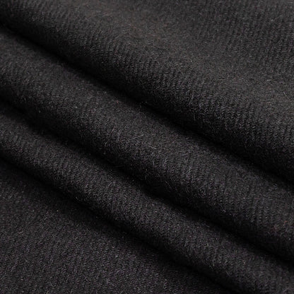 Black Felted Twill Cashmere Coating Panel With Fringe Border Folded