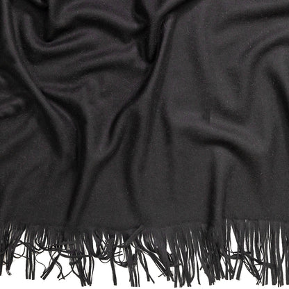 Black Felted Twill Cashmere Coating Panel With Fringe Border