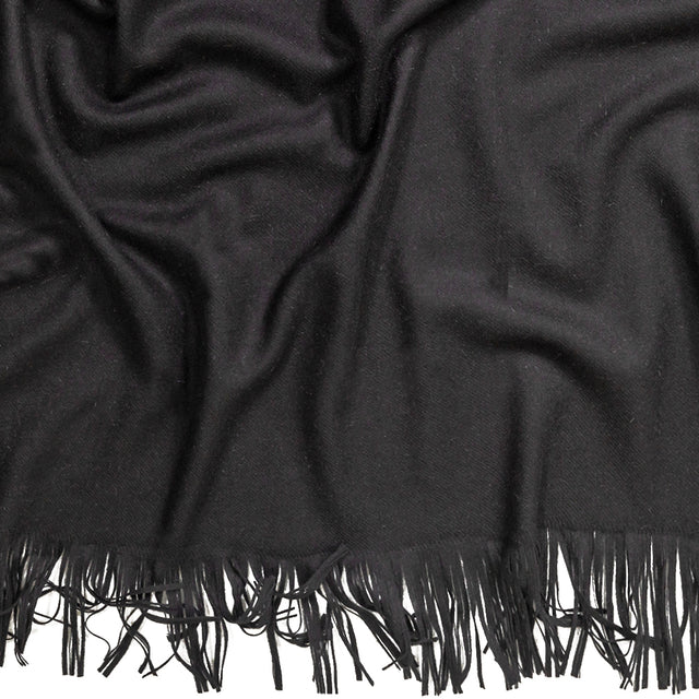 Black Felted Twill Cashmere Coating Panel With Fringe Border