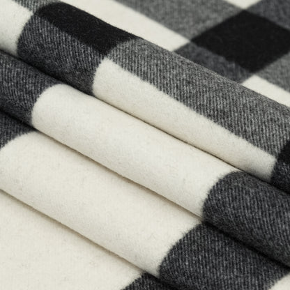 Ralph Lauren White Asparagus and Beluga Plaid Cashmere and Wool Double Cloth Folded
