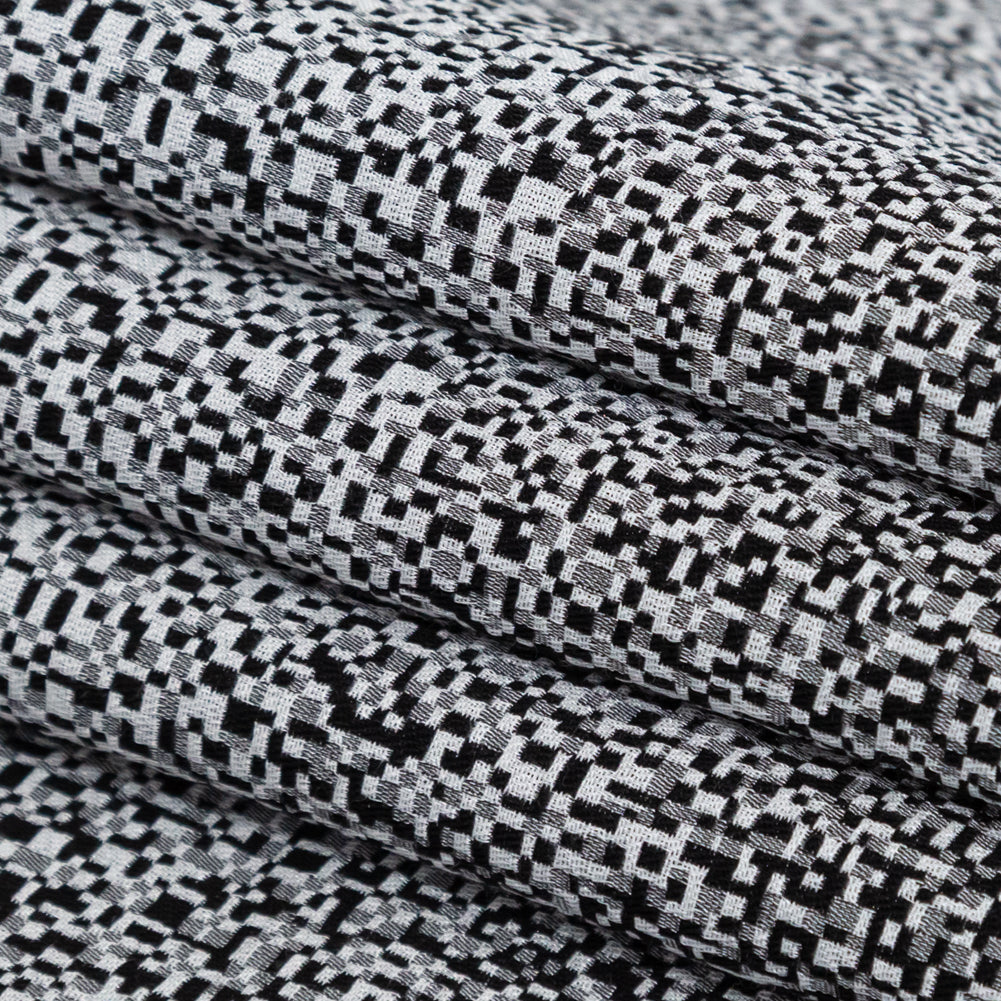 Italian Black and White Geometric Ombre Polyester Jacquard Panel Folded