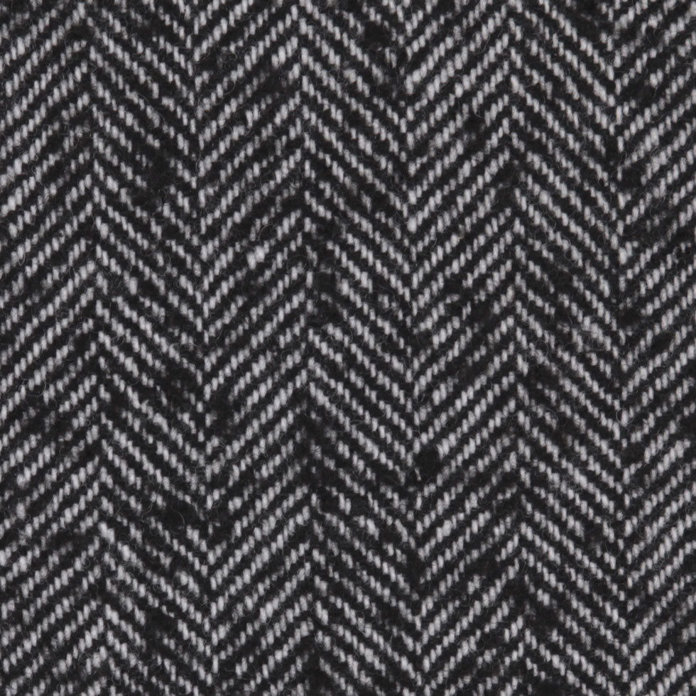 Italian Black Herringbone Wool-Blend Suiting