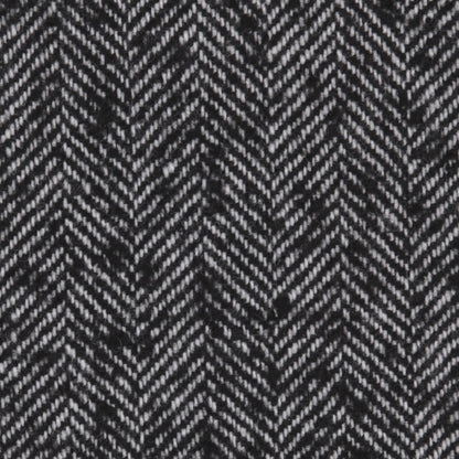 Italian Black Herringbone Wool-Blend Suiting