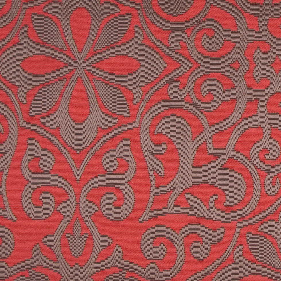 Brick/Dusted Chocolate Damask Woven Detail