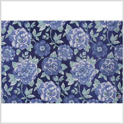 Marine/Sage/Beige Floral Woven Full