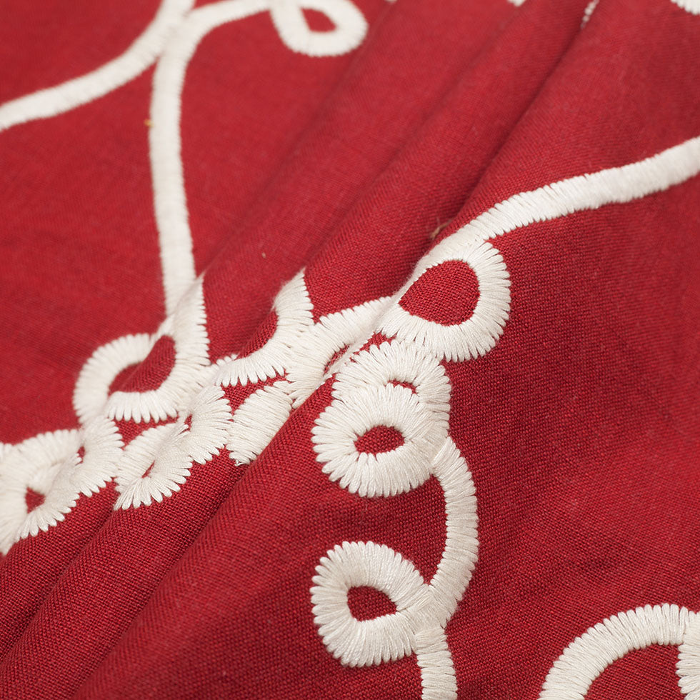 Poppy Classical Rayon-Linen Embroidered Woven Folded