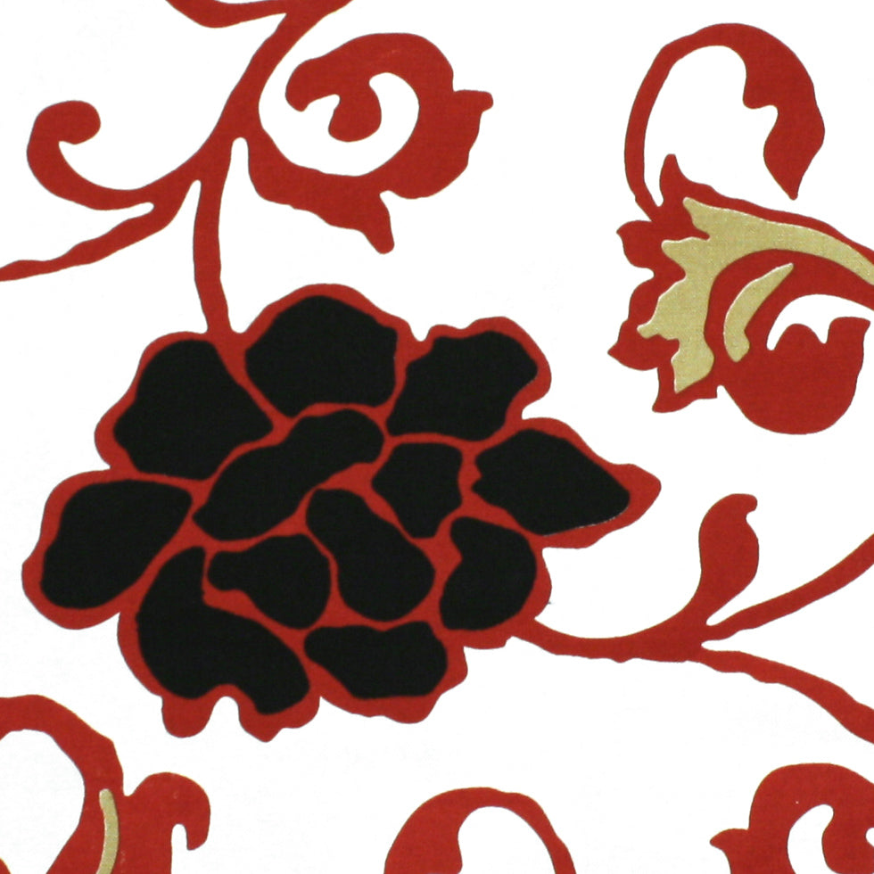 Off-White/Primary Red/Black/Gray/Tan Floral Canvas Detail