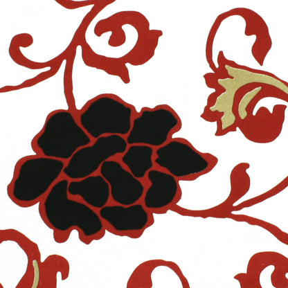 Off-White/Primary Red/Black/Gray/Tan Floral Canvas Detail