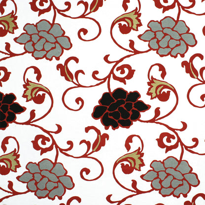 Off-White/Primary Red/Black/Gray/Tan Floral Canvas