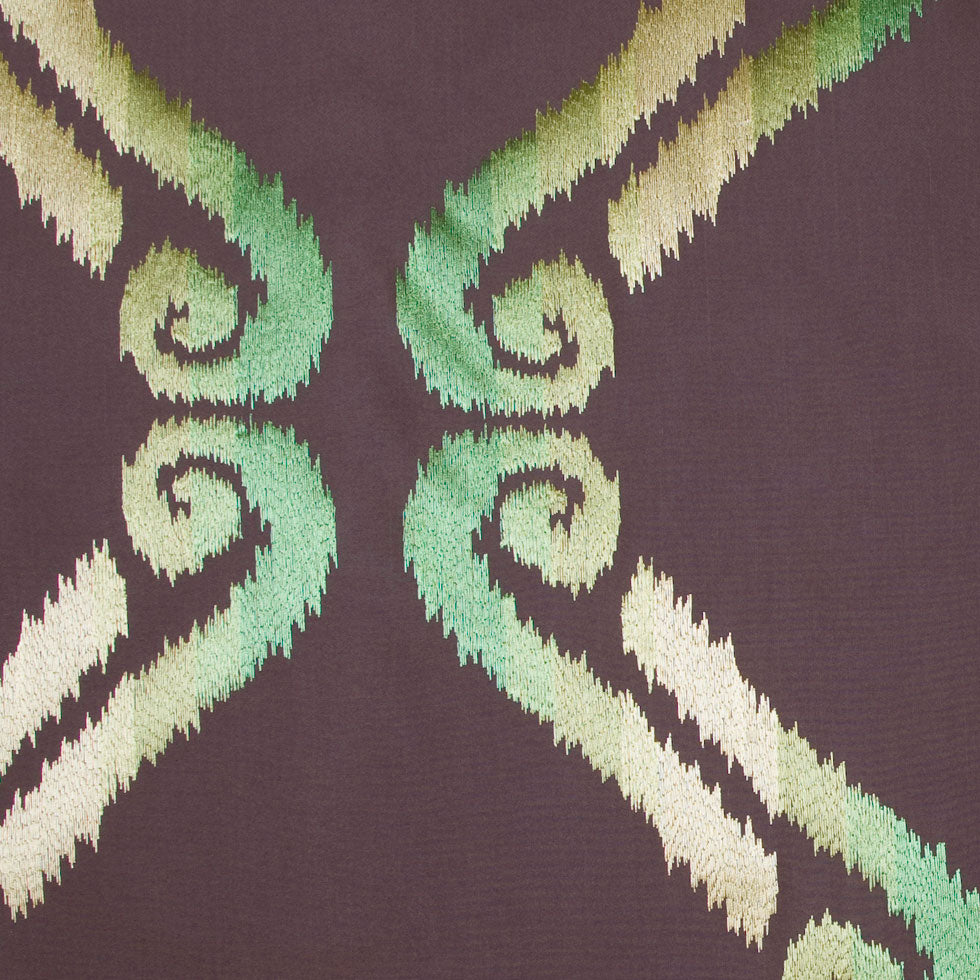 Chocolate/Grass/Citron Swirls Embr & Eyelet Detail