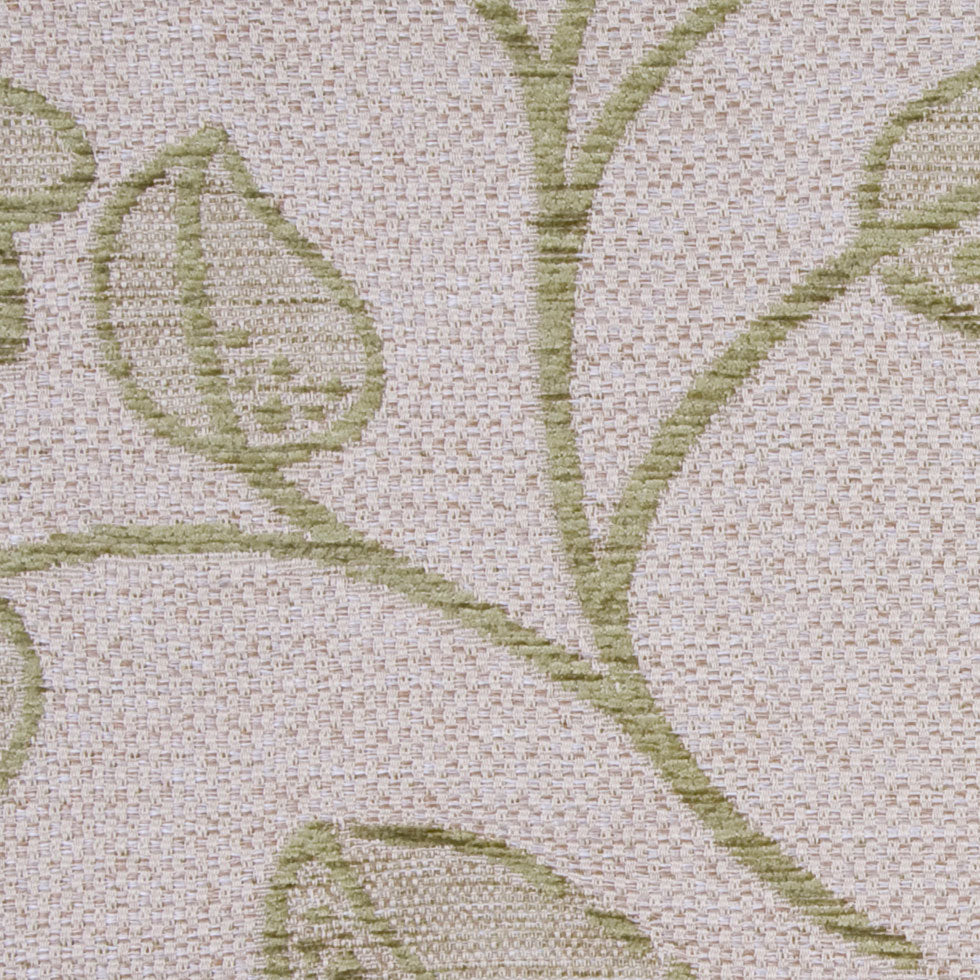 Beige/Olive Floral Chenille Detail