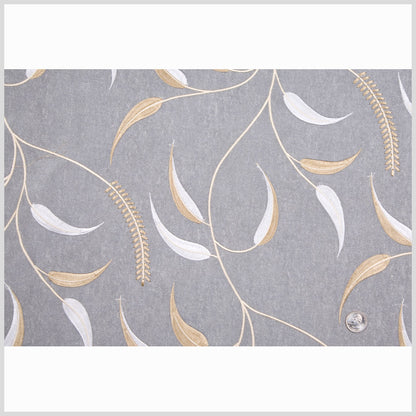 White/Soft Gray/Bronze/Cream Floral Organza Full