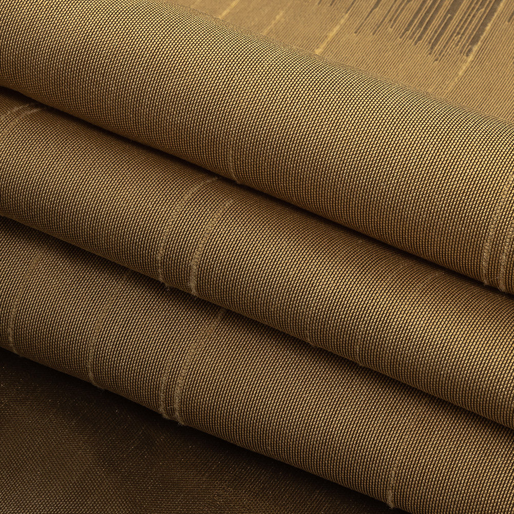 Antique Gold Ikat Stripes Organza and Dupioni Jacquard Folded