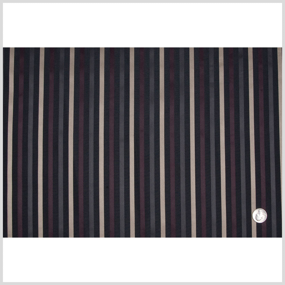 Black/Deep Plum/Dirty Beige Stripes Woven Full