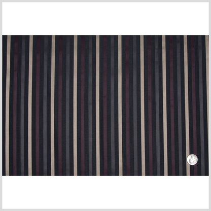 Black/Deep Plum/Dirty Beige Stripes Woven Full