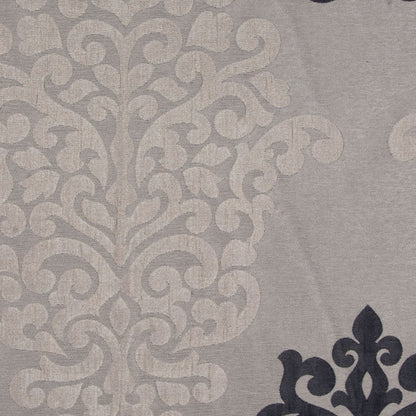 Ivory/Dirty Beige/Charcoal Damask Brocade Detail