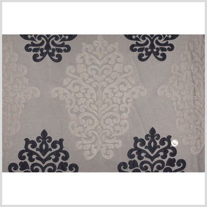 Ivory/Dirty Beige/Charcoal Damask Brocade Full