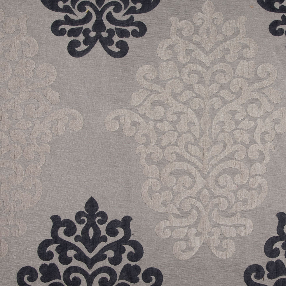 Ivory/Dirty Beige/Charcoal Damask Brocade