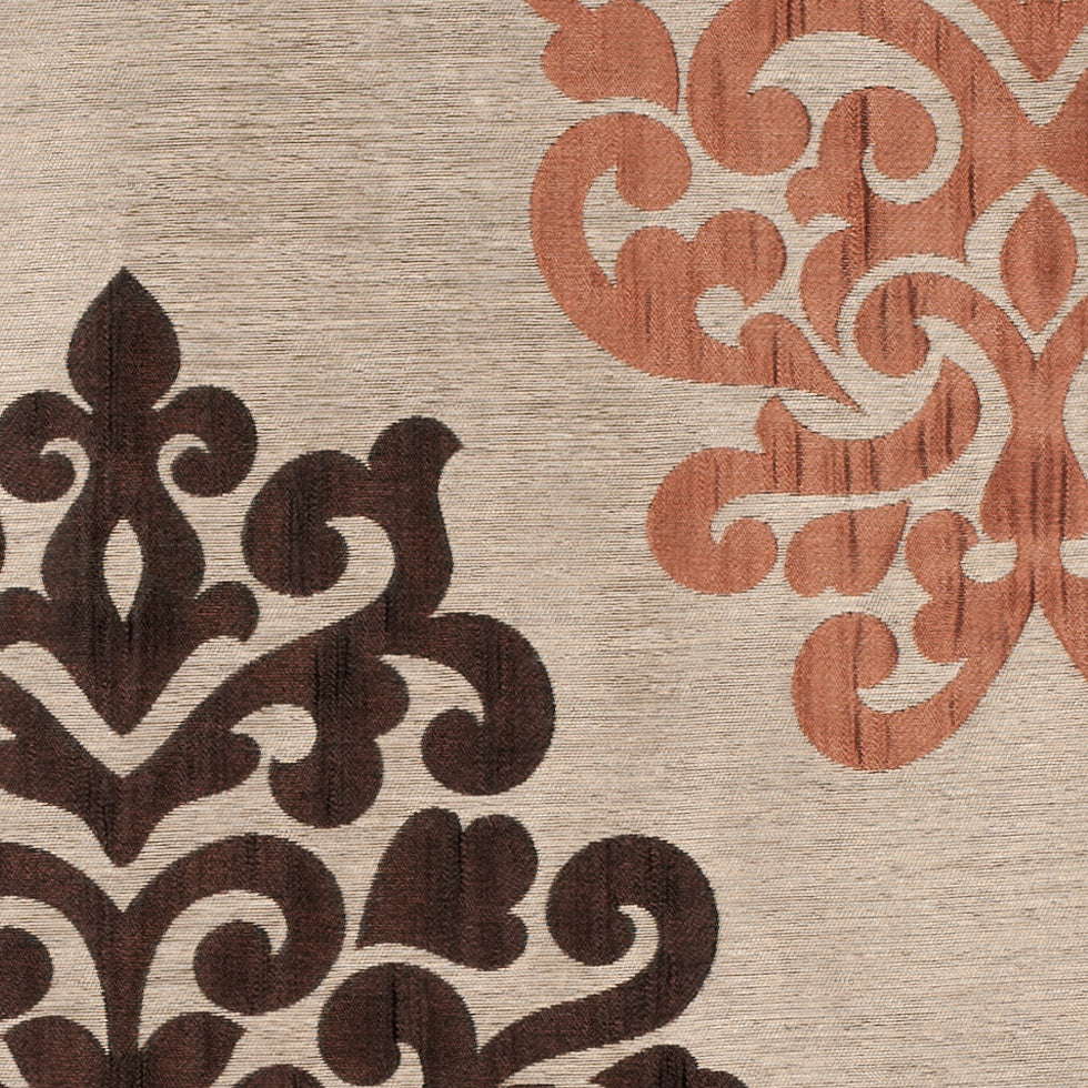Cappuccino/Terracotta/Chocolate Damask Brocade Detail