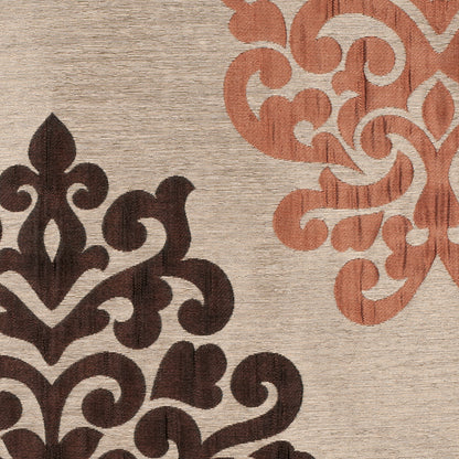 Cappuccino/Terracotta/Chocolate Damask Brocade Detail