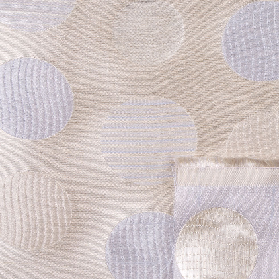 Cream/Ice Blue Geometric Shantung   /Dupioni Detail