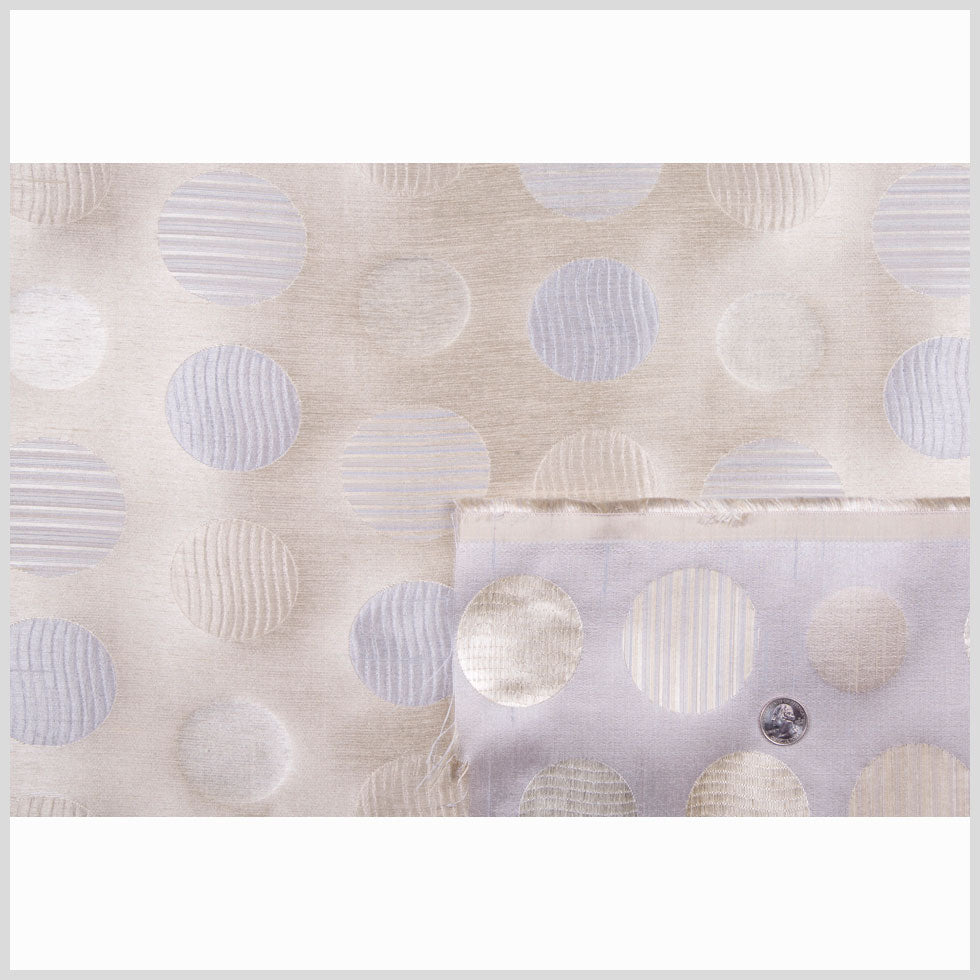 Cream/Ice Blue Geometric Shantung   /Dupioni Full