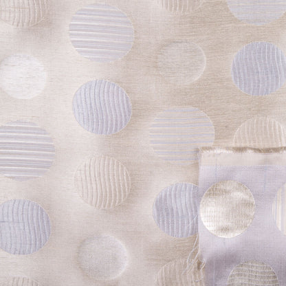 Cream/Ice Blue Geometric Shantung   /Dupioni