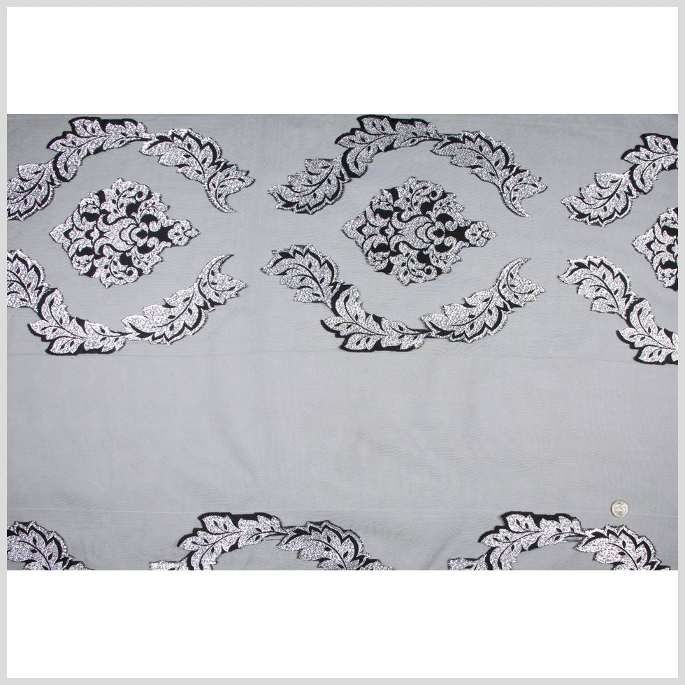 Black/Silver Damask Sheer Full
