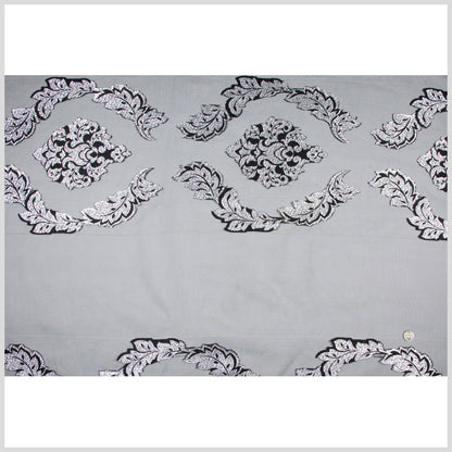 Black/Silver Damask Sheer Full